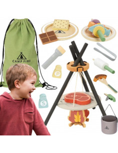 TOOKY TOY žaislinis stovyklavimo rinkinys su laužaviete ir priedais