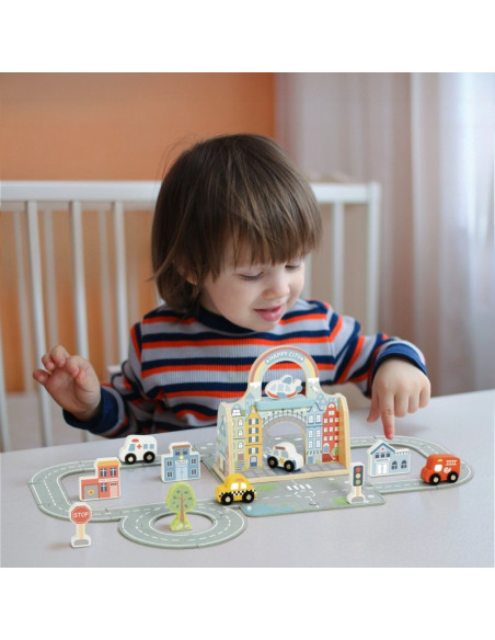 TOOKY TOY Happy City miesto rinkinys su krepšiu