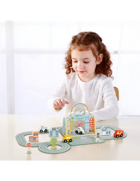 TOOKY TOY Zestaw Mini Miasto Przenośny Zestaw Torba Samochody