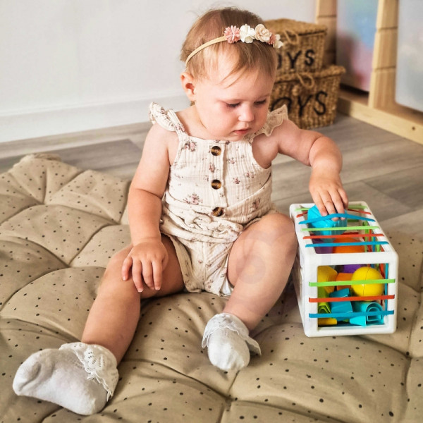 WOOPIE BABY Гибкий сенсорный кубик-сортер для малышей Цветные фигуры Алфавит 15 эл.