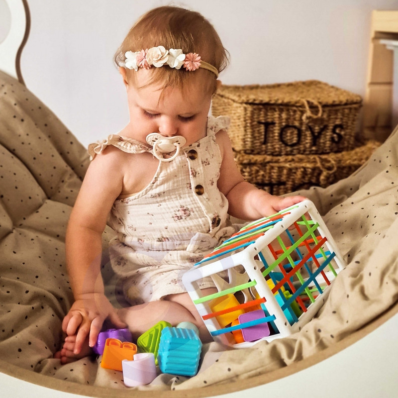 WOOPIE BABY Flexible Sensory Cube Baby Sorter Colorful Shapes Alphabet 15 el.