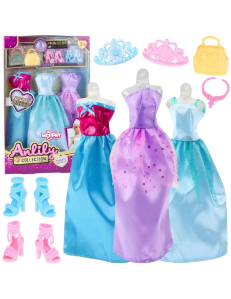 WOOPIE ROYAL Zestaw Modowy Dla Lalek Sukienki Buty Biżuteria Akcesoria