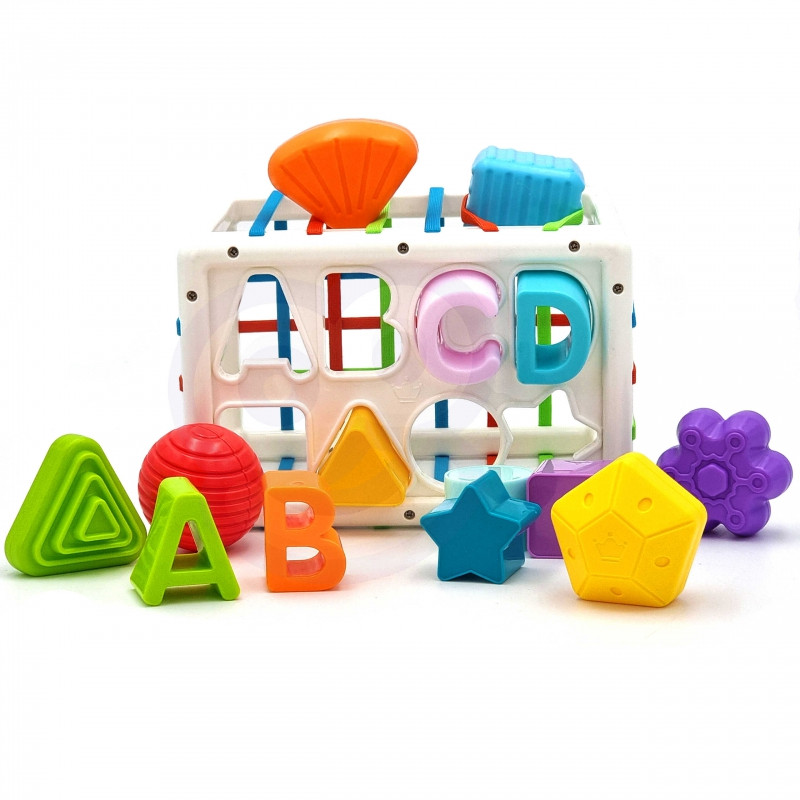 WOOPIE BABY Flexible Sensory Cube Baby Sorter Colorful Shapes Alphabet 15 el.