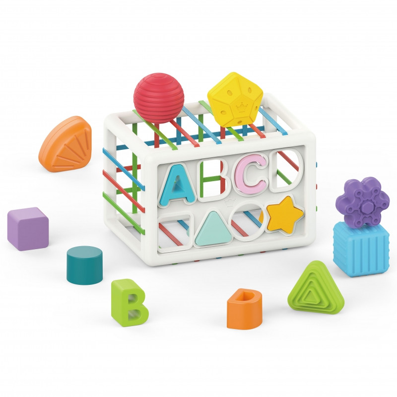 WOOPIE BABY Flexible Sensory Cube Baby Sorter Colorful Shapes Alphabet 15 el.