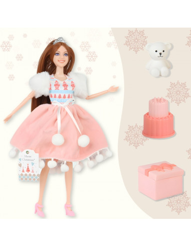 WOOPIE ROYAL Emi Christmas Princess Doll with Teddy Bear