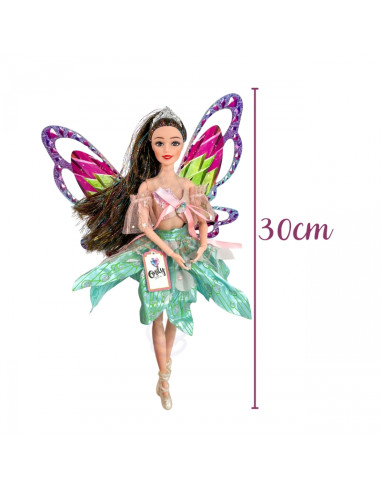 WOOPIE ROYAL Emi Fairy Doll with Colorful Wings and Hairbrush