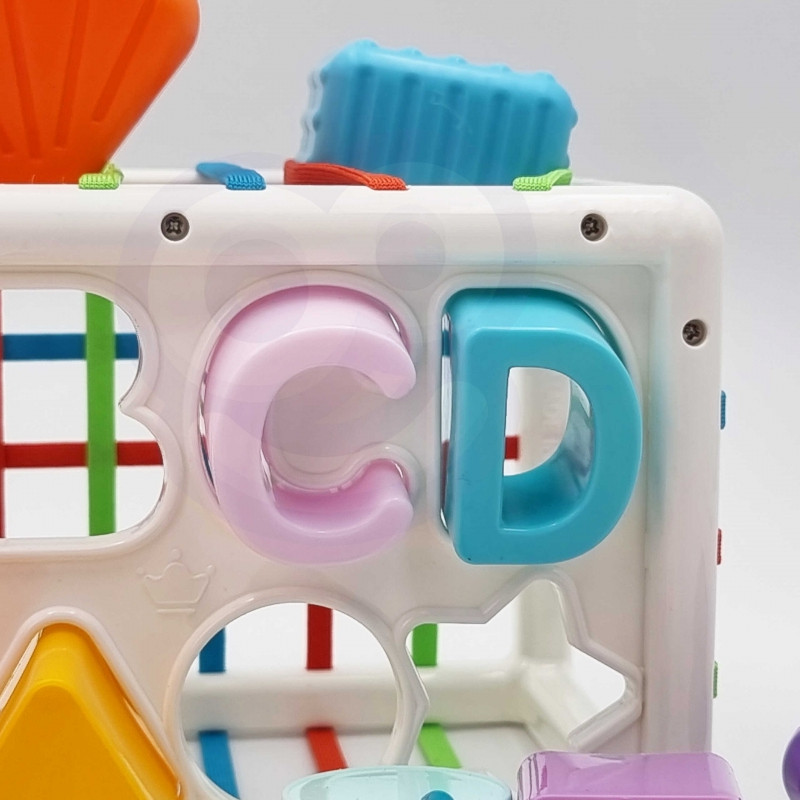 WOOPIE BABY Гибкий сенсорный кубик-сортер для малышей Цветные фигуры Алфавит 15 эл.