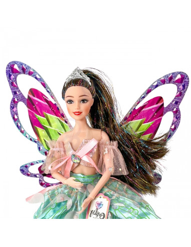 WOOPIE ROYAL Emi Fairy Doll with Colorful Wings and Hairbrush