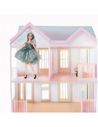 WOOPIE ROYAL Emi Doll in an Elegant Tulle Dress with a Bow and Bouquet