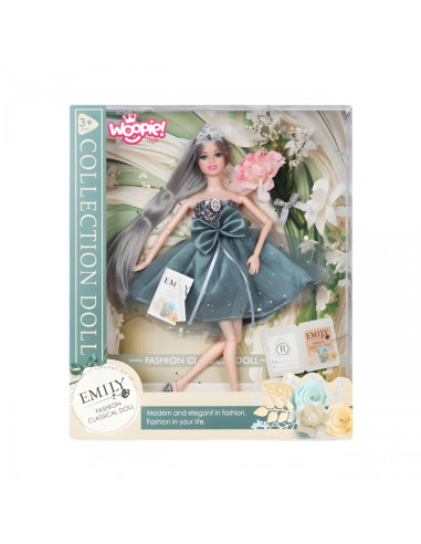 WOOPIE ROYAL Emi Doll in an Elegant Tulle Dress with a Bow and Bouquet