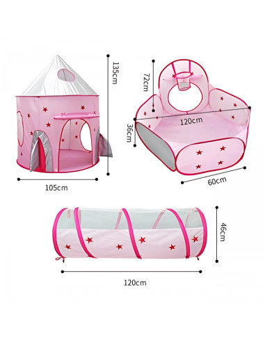 WOOPIE 3-in-1 Tent Princess Palace XXL House Tunnel Dry Pool