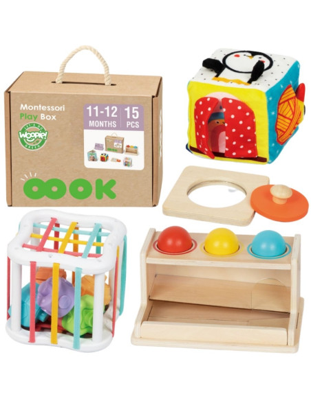 WOOPIE GREEN Pudełko Box 5w1 Montessori Edukacujny 11-12M FSC