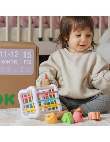 WOOPIE GREEN Pudełko Box 5w1 Montessori Edukacujny 11-12M FSC
