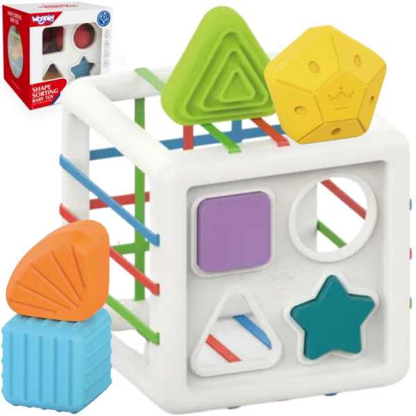 WOOPIE BABY Flexible Sensory Cube Baby Sorter Colorful Shapes 11 el.