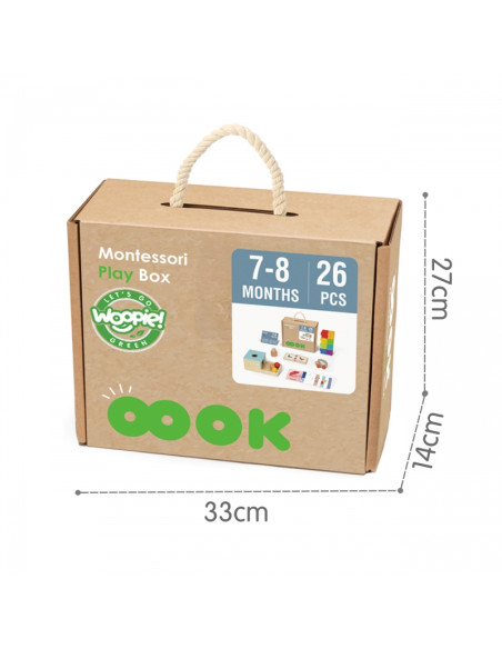 WOOPIE GREEN Box Pudełko XXL Montessori Edukacyjne 6w1 Sensoryczne 7-8 Miesięcy 26el. FSC