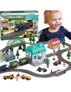 WOOPIE Электропоезд Железнодорожные пути XXL Городской набор «Паровозик Чу-чу» 108 предметов.