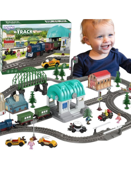 WOOPIE Electric Train Railway Track XXL Choo-choo Locomotive Town Set 108 pcs.