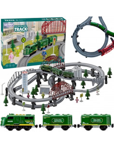 WOOPIE Modern Electric Train Track XXL Cargo Locomotive Set 128 pcs.