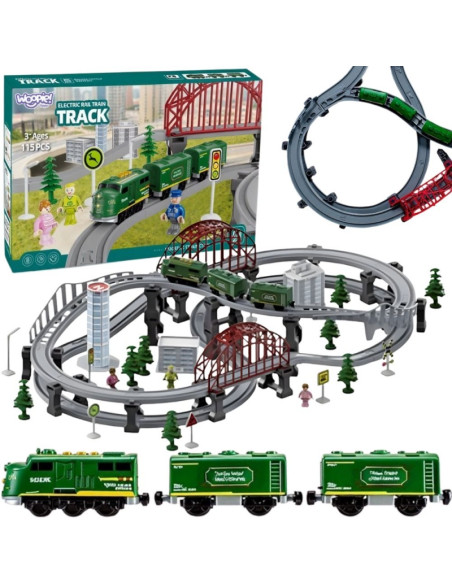 WOOPIE Modern Electric Train Track XXL Cargo Locomotive Set 128 pcs.