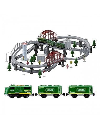 WOOPIE Modern Electric Train Track XXL Cargo Locomotive Set 128 pcs.