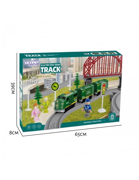 WOOPIE Modern Electric Train Track XXL Cargo Locomotive Set 128 pcs.