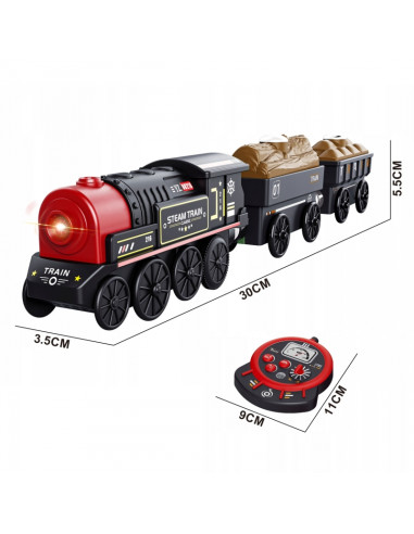 WOOPIE Electric Locomotive Remote Controlled Retro Train Wagons 4 pcs.