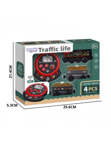 WOOPIE Electric Locomotive Remote Controlled Retro Train Wagons 4 pcs.