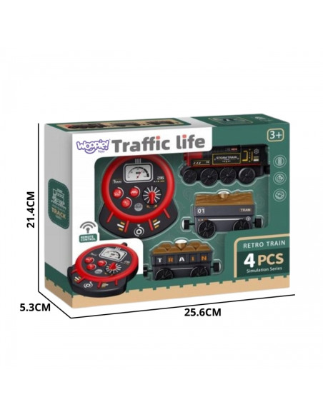 WOOPIE Electric Locomotive Remote Controlled Retro Train Wagons 4 pcs.