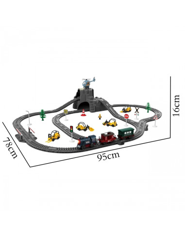 WOOPIE Electric Train Track Retro Train Locomotive + 2 Wagons – 76-piece Set