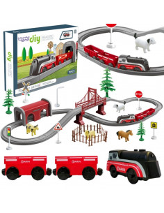 WOOPIE Electric Train Set Locomotive Track Farm Animals 70 pcs.
