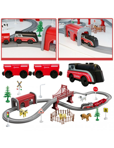 WOOPIE Electric Train Set Locomotive Track Farm Animals 70 pcs.