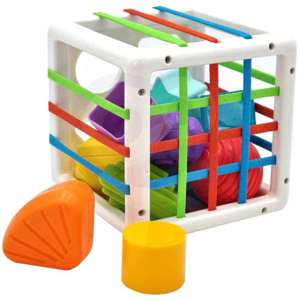 WOOPIE BABY Flexible Sensory Cube Baby Sorter Colorful Shapes 11 el.