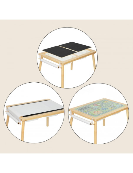 WOOPIE GREEN Деревянный игровой стол 4-в-1, доска для рисования, контейнеры, карта города, бумага для рисования
