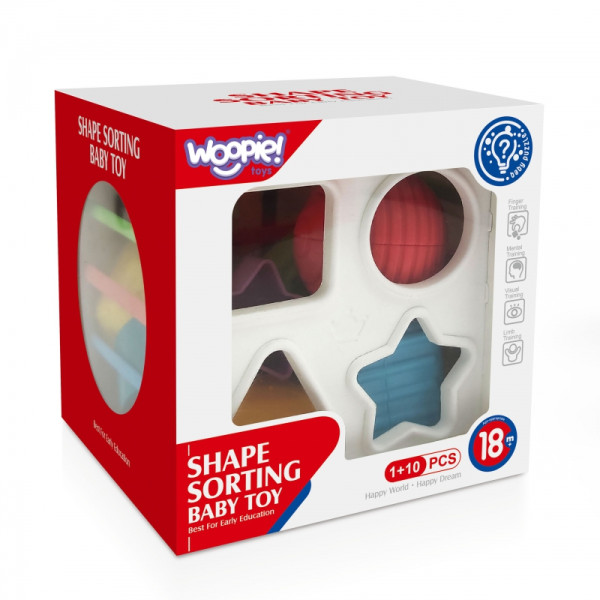 WOOPIE BABY Flexible Sensory Cube Baby Sorter Colorful Shapes 11 el.