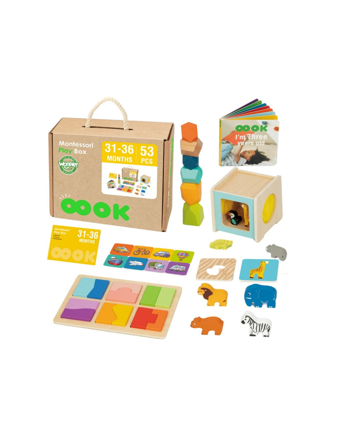 WOOPIE GREEN Montessori edukacinių žaidimų dėžutė