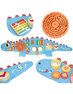 WOOPIE GREEN medinė sieninė manipuliacinė lenta dinozauras Montessori FSC