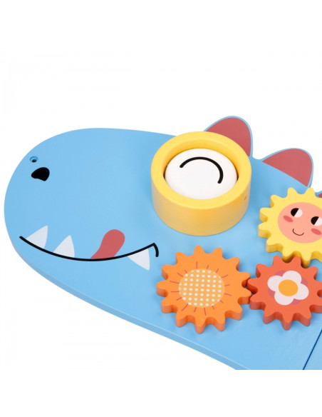 WOOPIE GREEN medinė sieninė manipuliacinė lenta dinozauras Montessori FSC