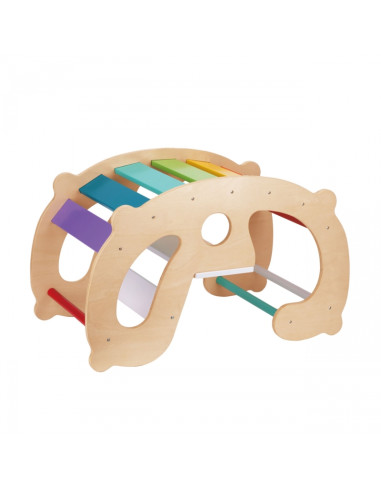 WOOPIE GREEN Wooden Rainbow Rocker and Bridge 2-in-1 Montessori FSC