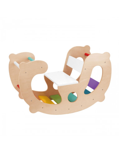 WOOPIE GREEN Wooden Rainbow Rocker and Bridge 2-in-1 Montessori FSC