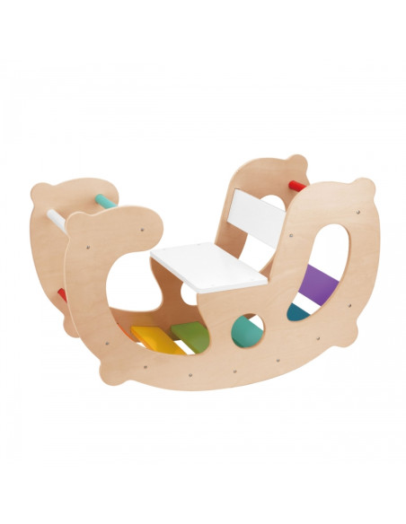 WOOPIE GREEN Wooden Rainbow Rocker and Bridge 2-in-1 Montessori FSC