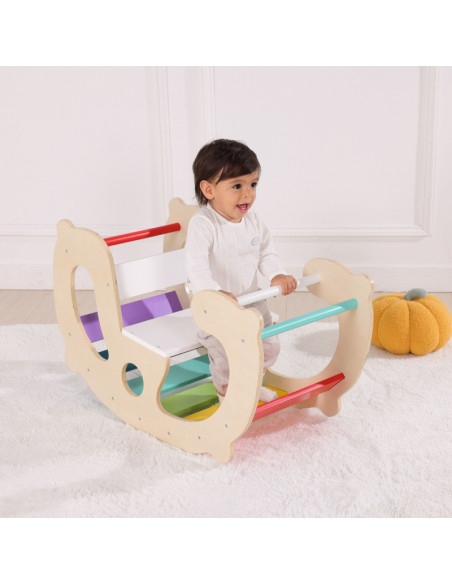 WOOPIE GREEN Wooden Rainbow Rocker and Bridge 2-in-1 Montessori FSC
