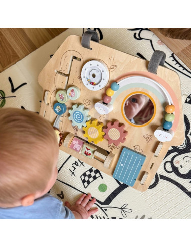 TOOKY TOY Large Wooden Manipulative Board House - Activity Center