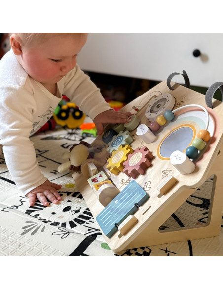 TOOKY TOY didelis medinis manipuliacinis lentos namelis - veiklos centras