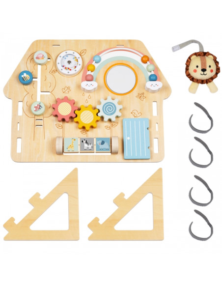 TOOKY TOY Large Wooden Manipulative Board House - Activity Center