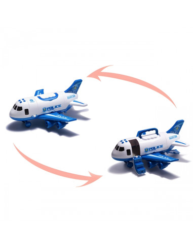WOOPIE Foldable Police Plane Transporter with 3 Police Cars XL Set Road Signs