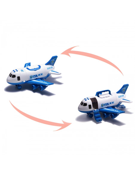 WOOPIE Foldable Police Plane Transporter with 3 Police Cars XL Set Road Signs