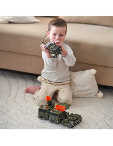 WOOPIE Military Vehicle Set with Launcher Tank Helicopter 4 pcs Scale 1:20