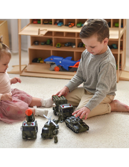 WOOPIE Military Vehicle Set with Launcher Tank Helicopter 4 pcs Scale 1:20