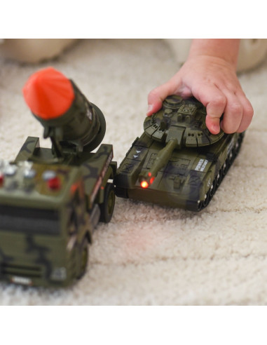 WOOPIE Military Vehicle Set with Launcher Tank Helicopter 4 pcs Scale 1:20