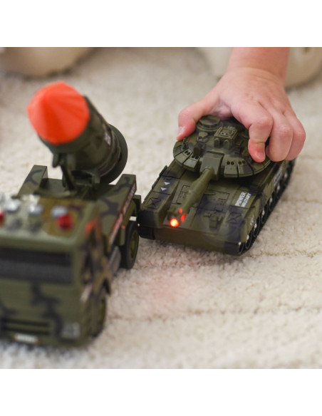 WOOPIE Military Vehicle Set with Launcher Tank Helicopter 4 pcs Scale 1:20